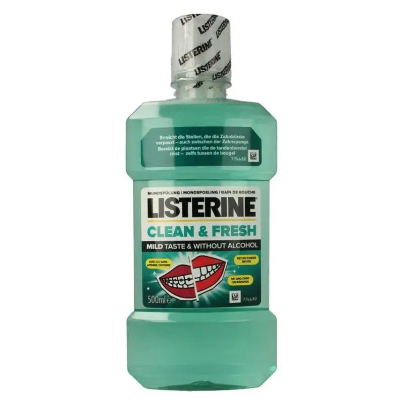 listerine-clean-fresh-mild-taste-without-alcohol-tecnost-za-ispiranje-usta-500ml-794 Listerin 500ml Clean&Fresh - Slika 1