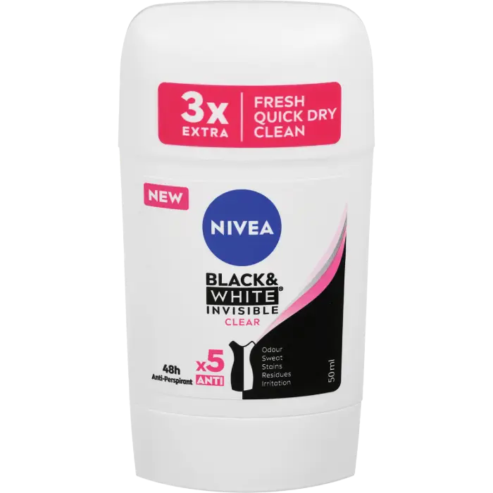 stik-nivea-black-white-clear-50ml-66142ce83c90c Nivea stick B&W Invisible Clear 50ml - Slika 1